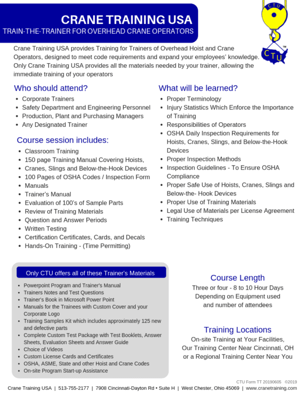 TraintheTrainer for Overhead Crane Operators